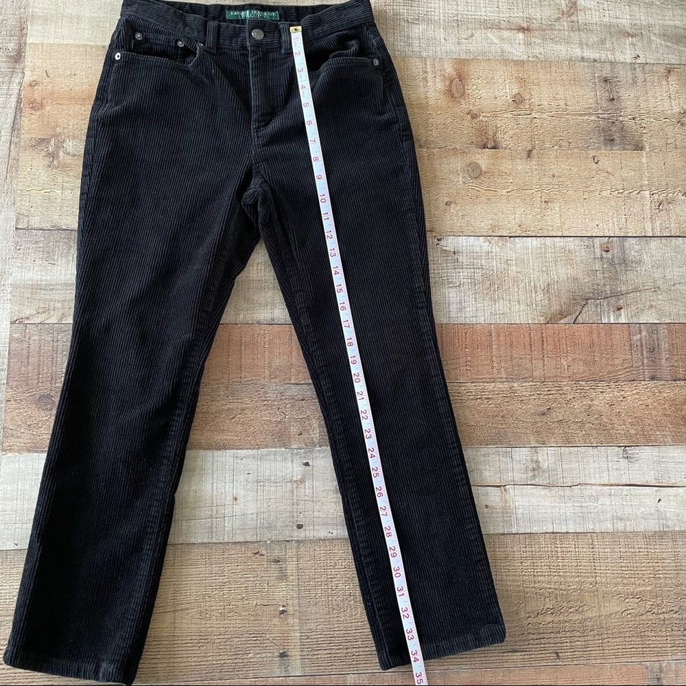 Lauren Jeans Co Corduroy Classic Straight Leg Black Pants Petite Size 2 - Picture 6 of 6